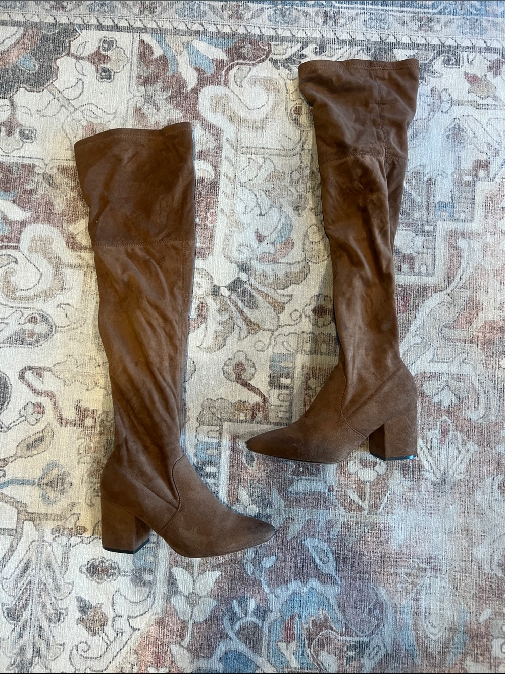Brown Over-the-Knee Suede Block Heel Boots